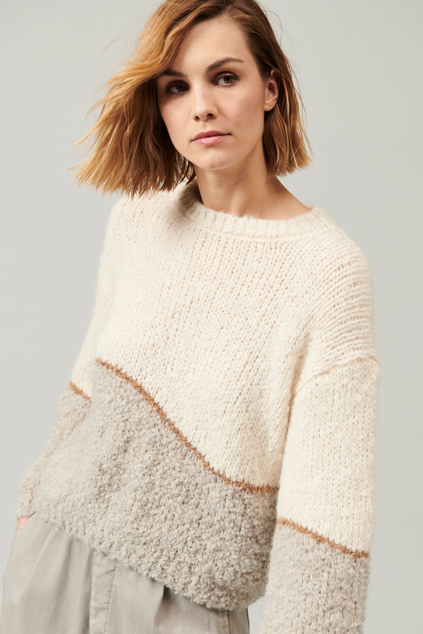 Pull oversize à col rond en alpaga naturel bouclé | 1013.CFDTDY-0100.888