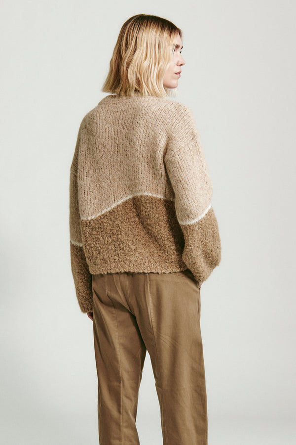 Pull oversize à col rond en alpaga naturel bouclé | 1013.CFDTDY-0100.999