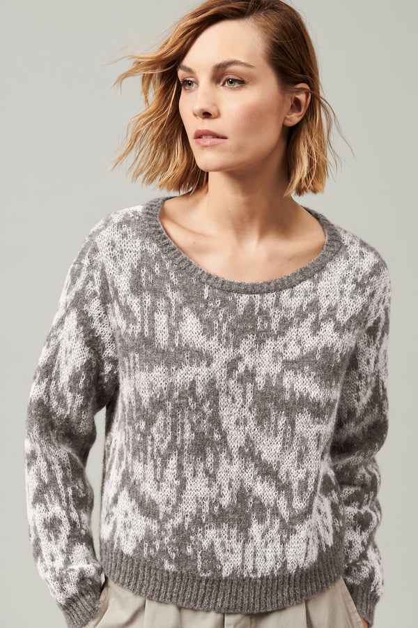 Maglia girocollo a manica lunga in filato di alpaca e mohair con lavorazione a jacquard sfumato | 1013.CFDTDY-0500.935