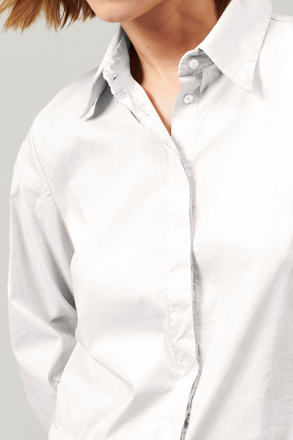 Stretch cotton poplin shirt with voluminous shaped sleeve, loose fit | 1013.CFDTDY-5001.110