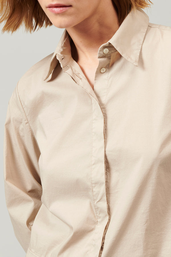 Stretch cotton poplin shirt with voluminous shaped sleeve, loose fit | 1013.CFDTDY-5001.130