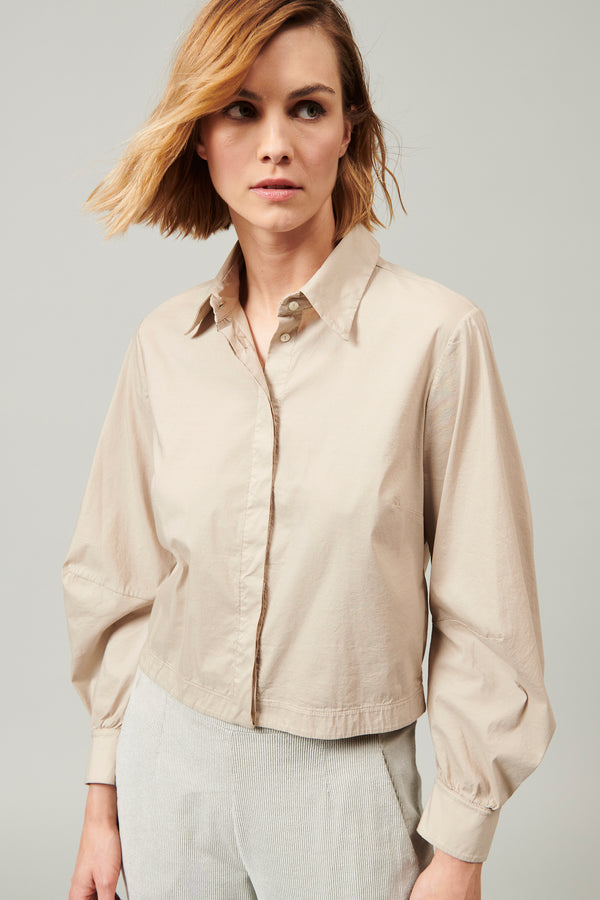 Transit Par Such Camicia in popeline di cotone stretch con manica voluminosa sagomata – Transit