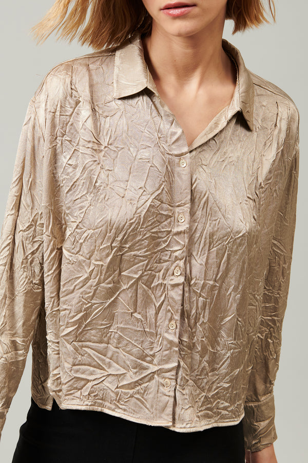 Flowing viscose satin shirt with crinkle effect. wide, short waist model | 1013.CFDTDY-5400C.130