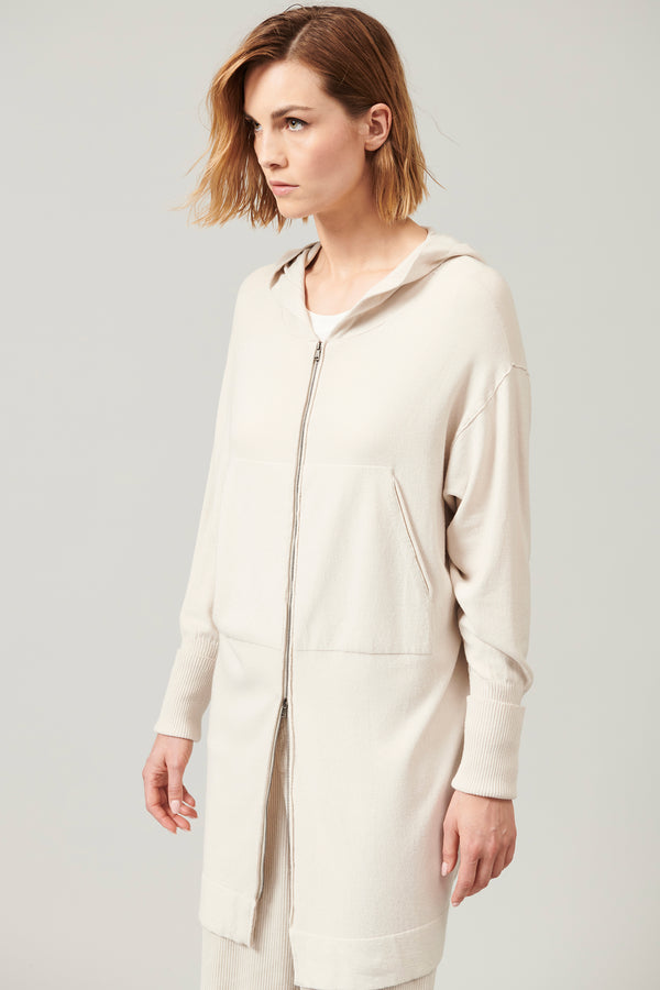 Viscose and wool zipped maxi hoodie | 1013.CFDTRY11467.21