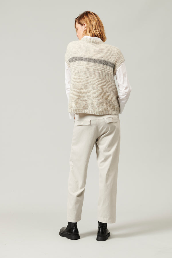 Sleeveless knit in wool and alpaca with contrasting colour striping | 1013.CFDTRY17520.11