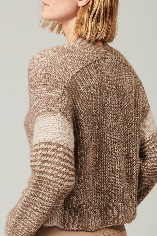 Cardigan in wool and alpaca with contrasting colour striping | 1013.CFDTRY17522.22