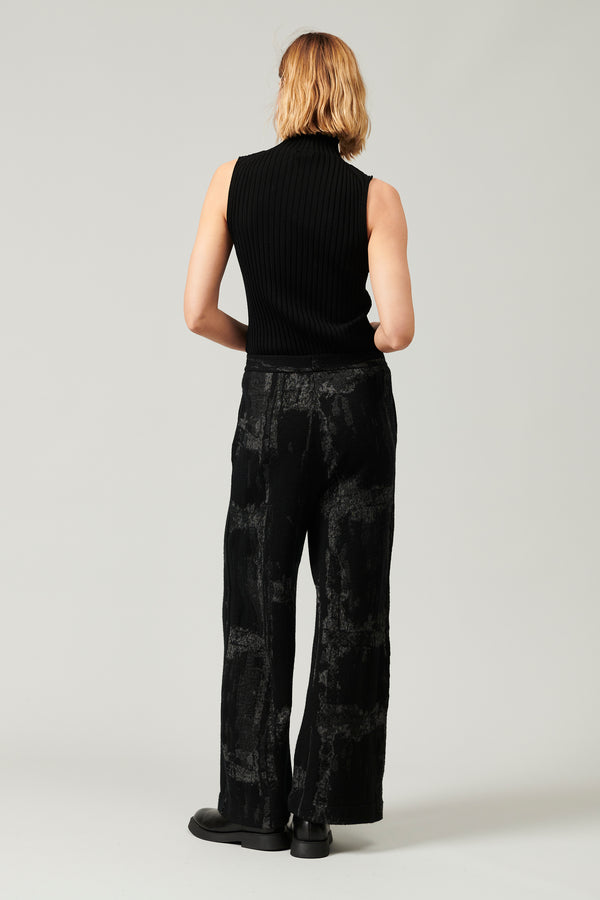 Pantalon palazzo en jacquard de laine et viscose | 1013.CFDTRY6412.10