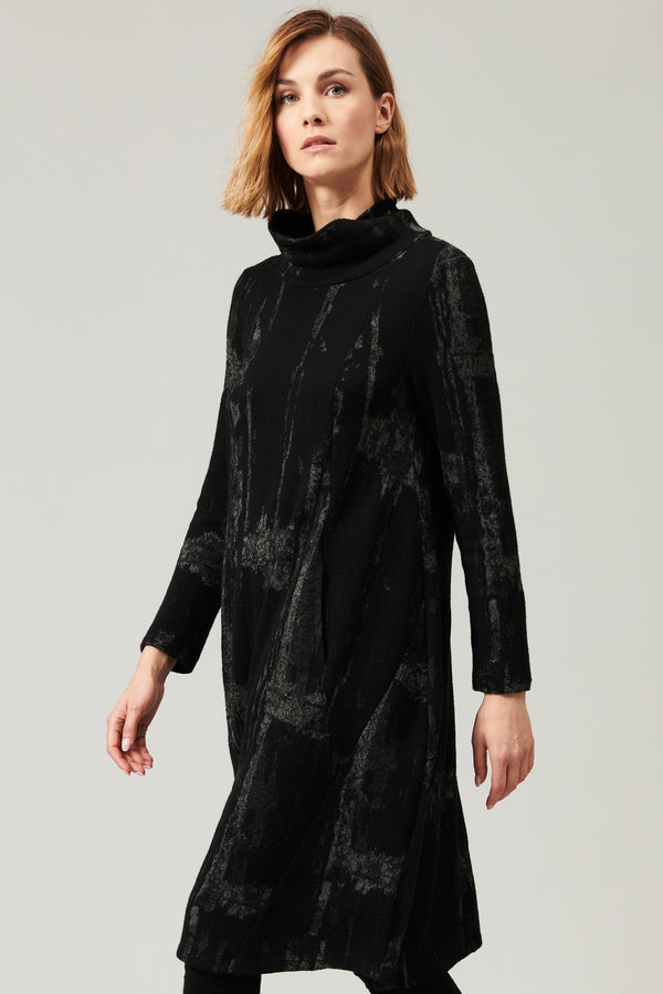 Robe à col montant en jacquard de laine et viscose | 1013.CFDTRY6414.10