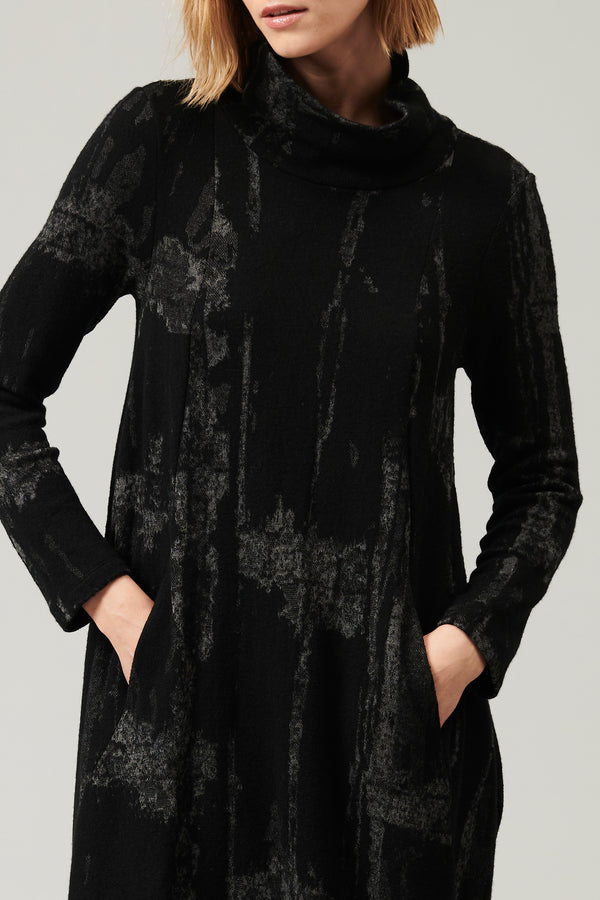 Robe à col montant en jacquard de laine et viscose | 1013.CFDTRY6414.10