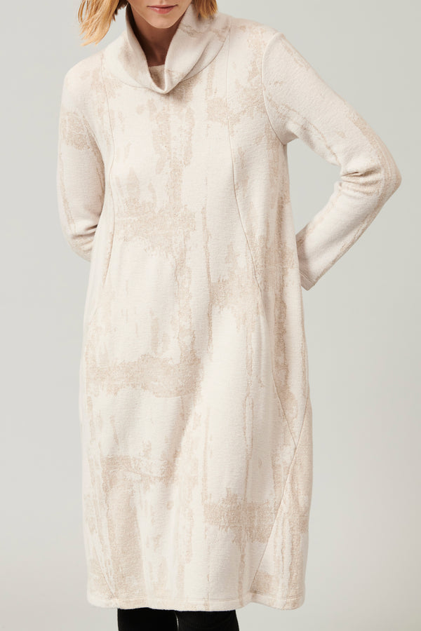 Robe à col montant en jacquard de laine et viscose | 1013.CFDTRY6414.01