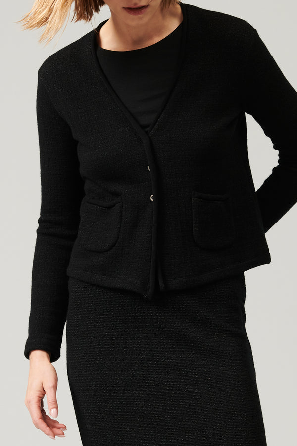 Micro-patterned jacquard wool blend knitted jacket | 1013.CFDTRY7420.10