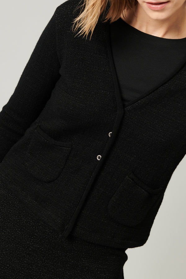 Micro-patterned jacquard wool blend knitted jacket | 1013.CFDTRY7420.10