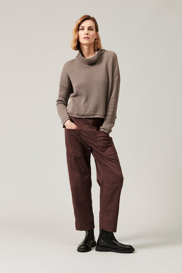 Turtleneck knit in two-tone ribbed wool and linen | 1013.CFDTRY8432.31