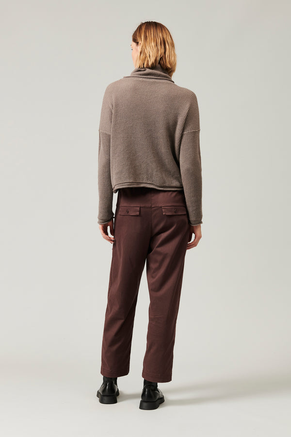 Turtleneck knit in two-tone ribbed wool and linen | 1013.CFDTRY8432.31