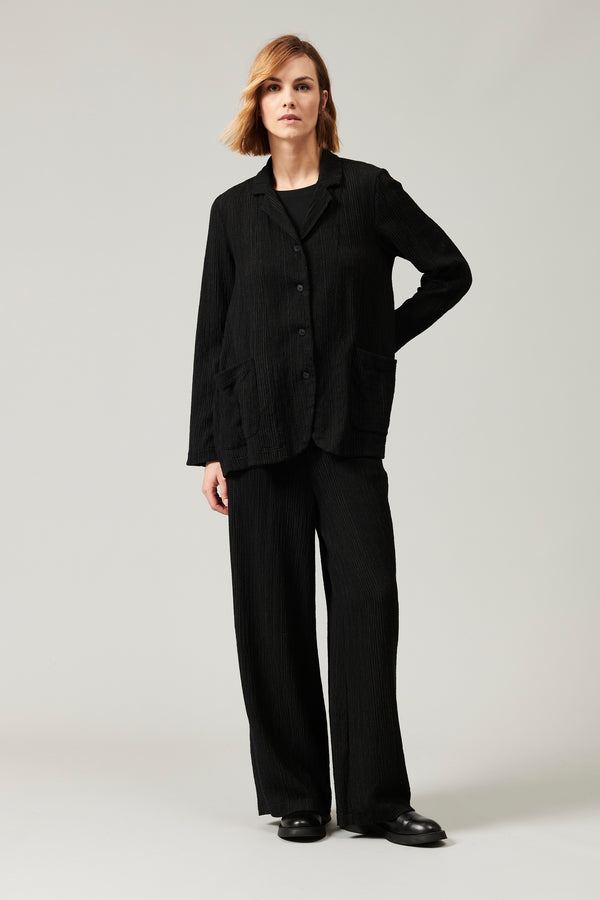 Flared comfort fit jacket in embossed pinstriped wool blend | 1013.CFDTRYA100.10