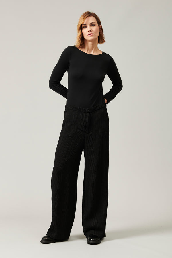 Palazzo trousers in embossed pinstripe wool blend | 1013.CFDTRYA101.10