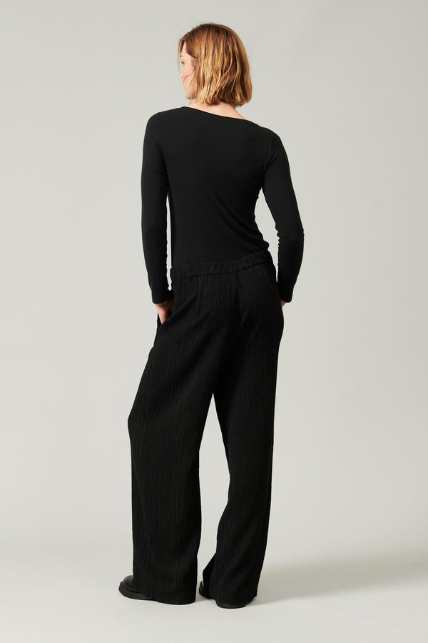 Palazzo trousers in embossed pinstripe wool blend | 1013.CFDTRYA101.10