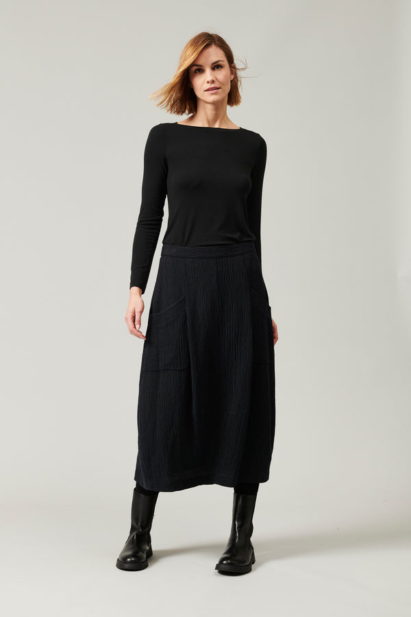 Bomb� shape skirt in embossed pinstripe wool blend | 1013.CFDTRYA104.05