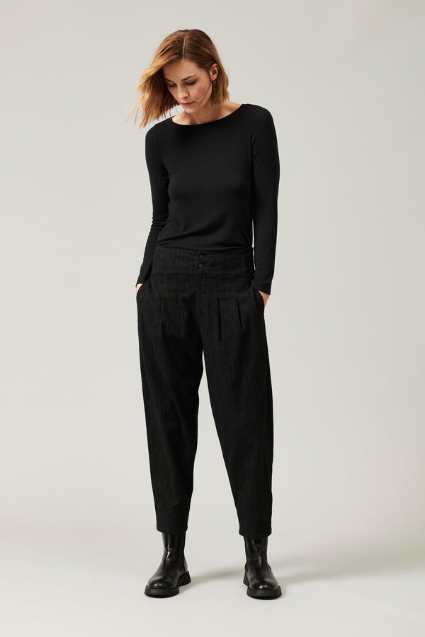 Bomb� shape striped trousers with pleats in stretch cotton and viscose | 1013.CFDTRYC122.10