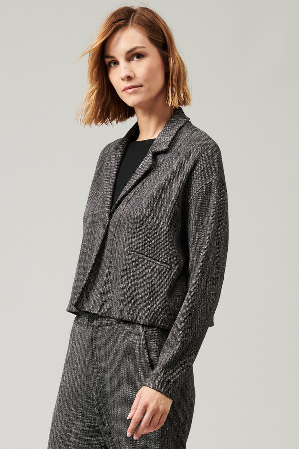 Stretch wool blend micro-patterned short jacket | 1013.CFDTRYF150.13