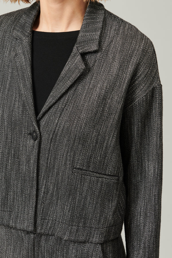 Stretch wool blend micro-patterned short jacket | 1013.CFDTRYF150.13