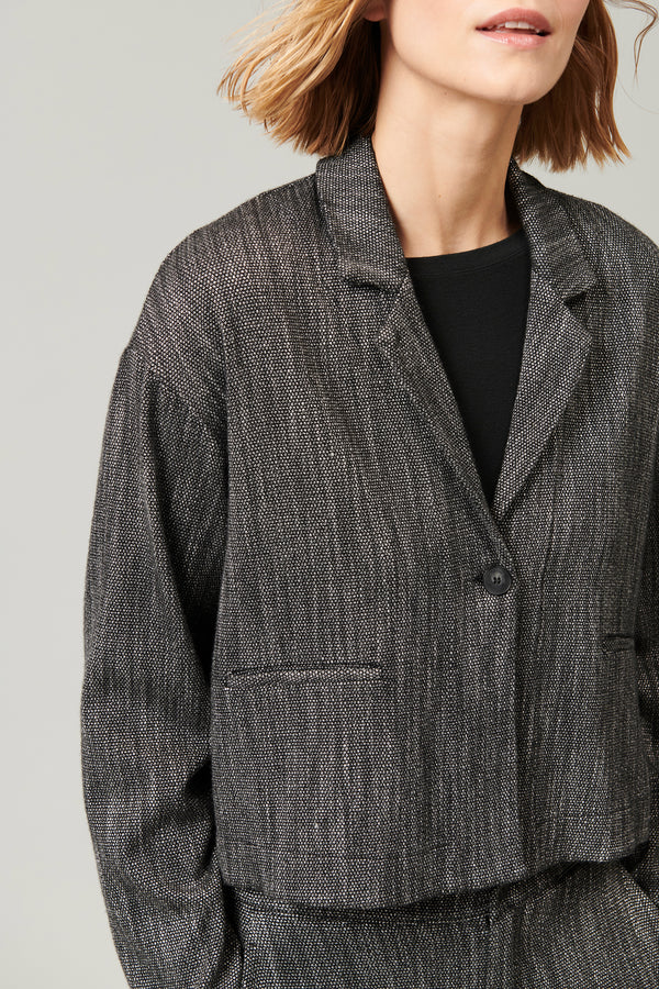 Stretch wool blend micro-patterned short jacket | 1013.CFDTRYF150.13