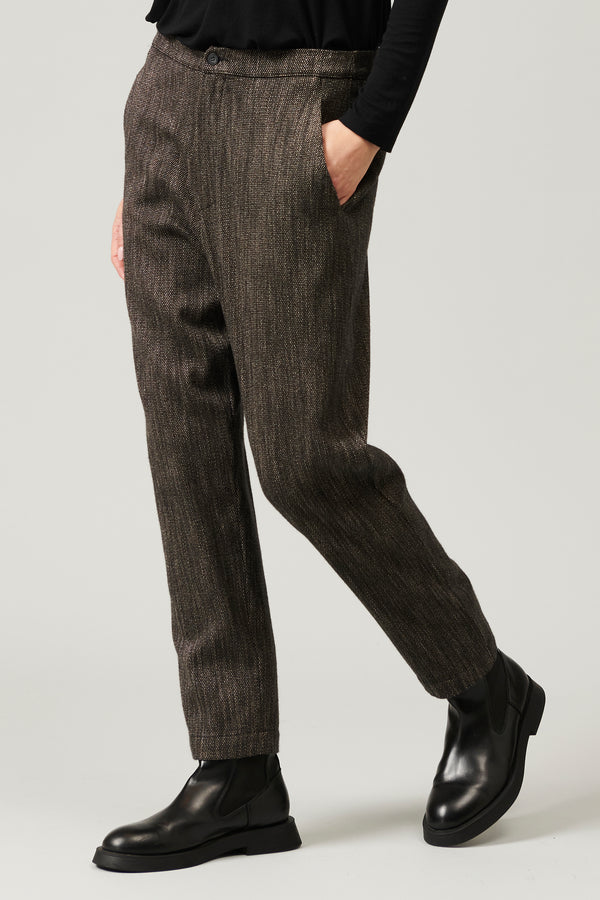 Comfort fit trousers with elastic on the back in stretch wool blend micro-patterned | 1013.CFDTRYF152.06