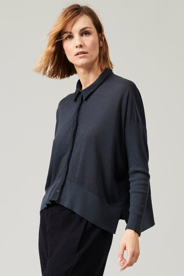 Over shirt in wool jersey with ribbed sleeve and bottom | 1013.CFDTRYK202.05