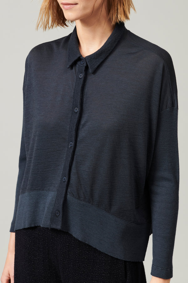 Over shirt in wool jersey with ribbed sleeve and bottom | 1013.CFDTRYK202.05