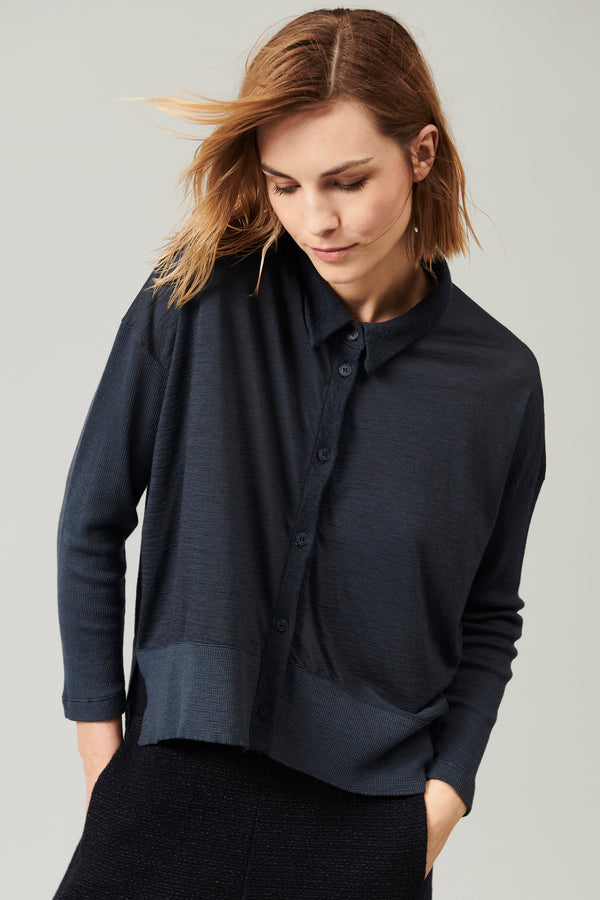 Over shirt in wool jersey with ribbed sleeve and bottom | 1013.CFDTRYK202.05