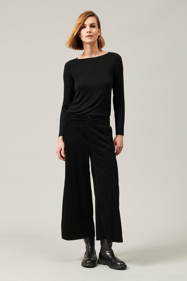 Wide leg cropped pant in stretch cotton and viscose corduroy | 1013.CFDTRYQ264.10