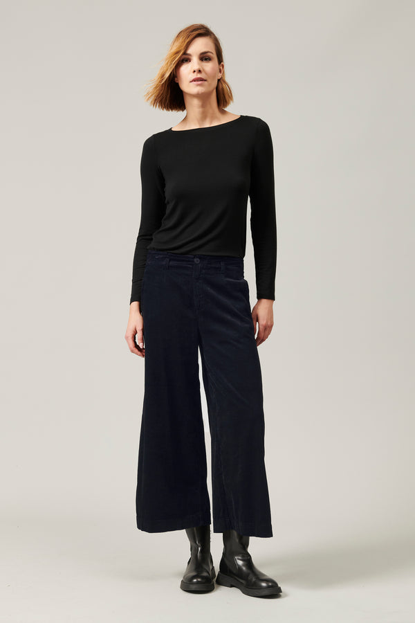 Wide leg cropped pant in stretch cotton and viscose corduroy | 1013.CFDTRYQ264.05