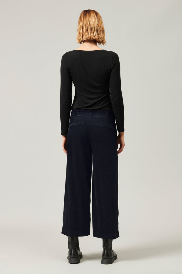 Wide leg cropped pant in stretch cotton and viscose corduroy | 1013.CFDTRYQ264.05