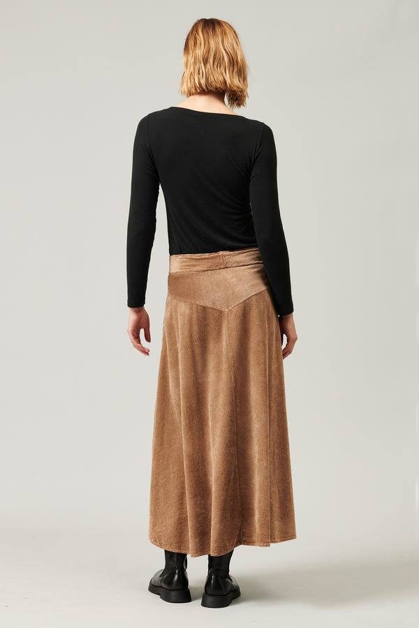 Long skirt with buttons in viscose and stretch cotton corduroy | 1013.CFDTRYQ266.22