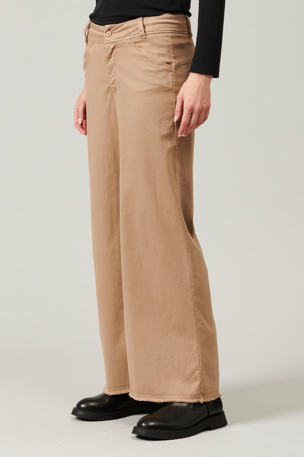 Pantalon large en viscose et coton stretch avec bas de jambe à bord franc | 1013.CFDTRYR274.22