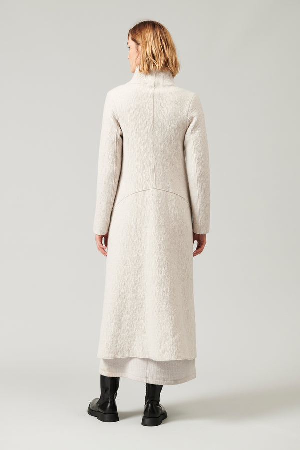 Long slim fit coat in boiled wool knit | 1013.CFDTRYX332.01