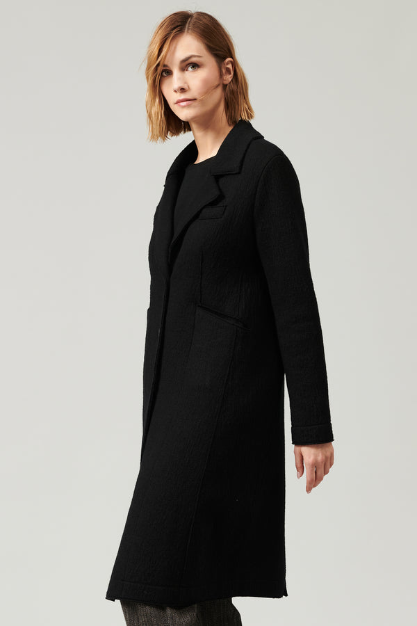 Regular fit lapel collar coat in boiled wool | 1013.CFDTRYX333.10