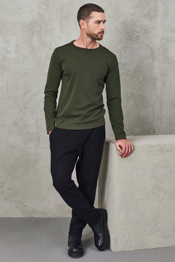 T-shirt regular-fit in jersey interlock di cotone con dettagli a taglio vivo | 1010.CFUTRV4390.U04