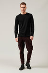 Long cotton jersey t-shirt with knitted collar and raw cut bottoms | 1013.CFUTRY1363.U10