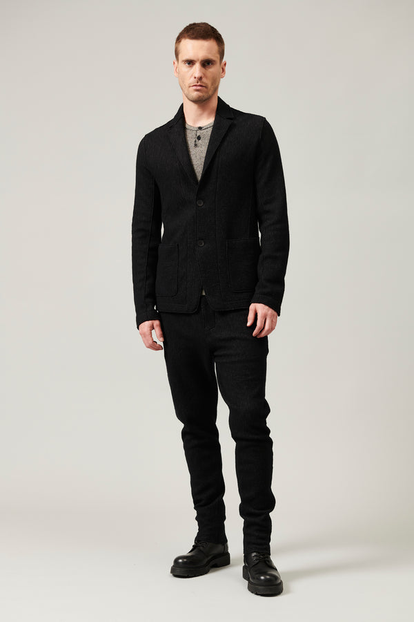 Regular fit jacket in virgin wool and cotton micro pinstripe knit | 1013.CFUTRY22571.U310