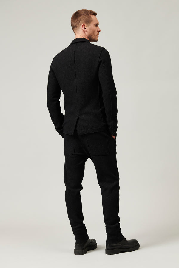 Regular fit jacket in virgin wool and cotton micro pinstripe knit | 1013.CFUTRY22571.U310