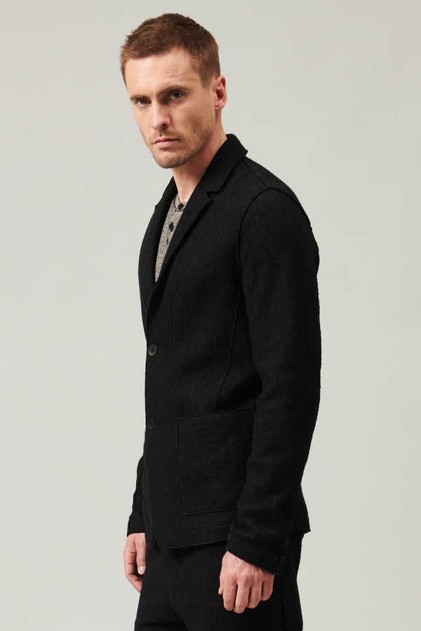 Regular fit jacket in virgin wool and cotton micro pinstripe knit | 1013.CFUTRY22571.U310