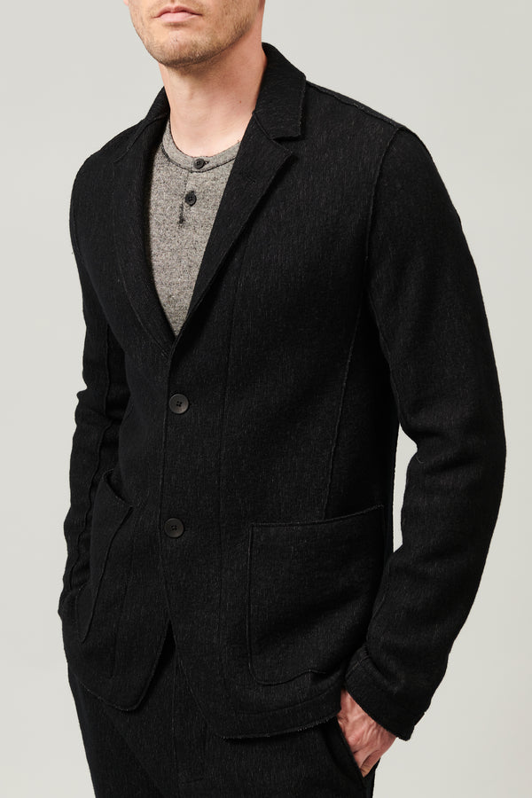 Regular fit jacket in virgin wool and cotton micro pinstripe knit | 1013.CFUTRY22571.U310