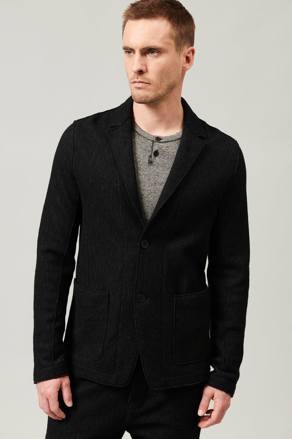 Regular fit jacket in virgin wool and cotton micro pinstripe knit | 1013.CFUTRY22571.U310