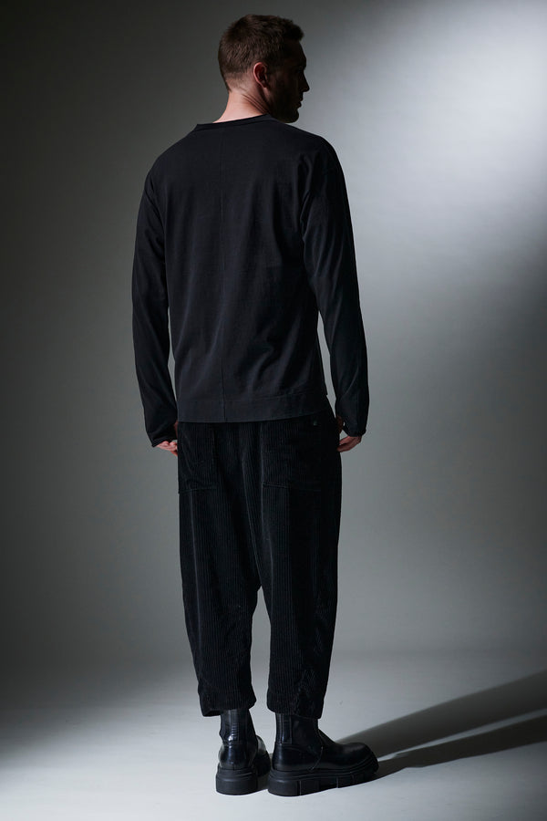 Oversize-longsleeve aus schwerem baumwolljersey mit strickkragen und großer tasche | 1013.CFUTRY4395.U10