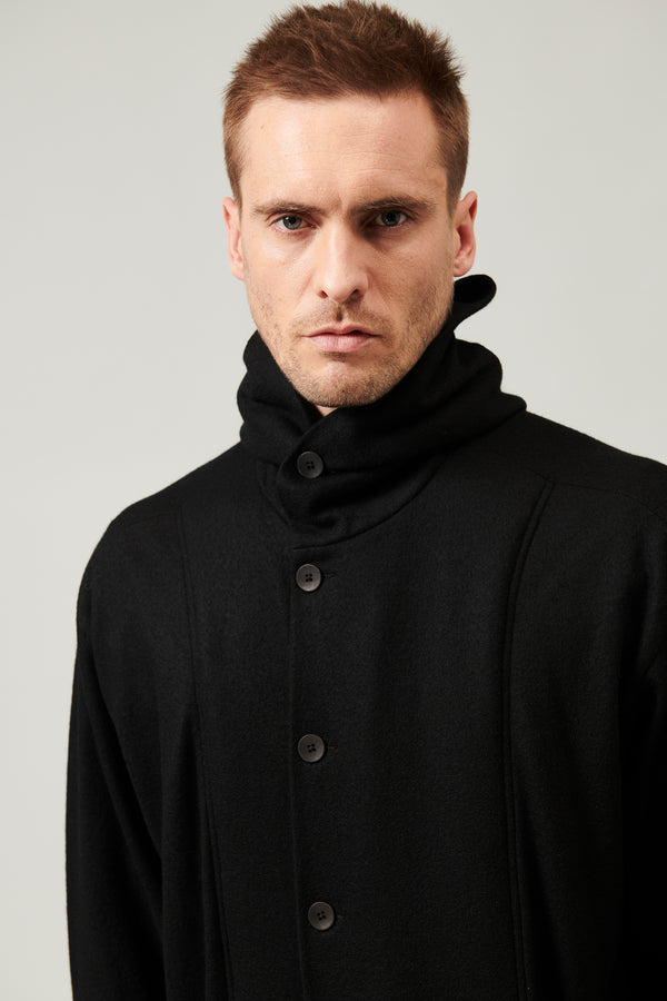 Light oversize virgin wool cloth coat with wide hood. integrated zipped waistcoat | 1013.CFUTRY5402.U10