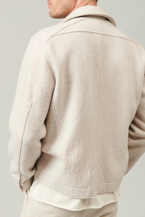 Raw cut boiled wool peacoat. knitted chest pocket | 1013.CFUTRYL210.U01