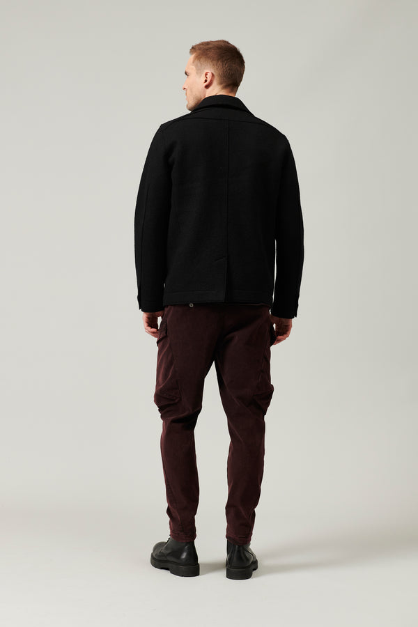 Raw cut boiled wool peacoat. knitted chest pocket | 1013.CFUTRYL210.U10