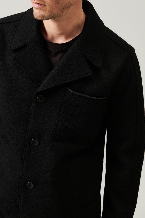 Raw cut boiled wool peacoat. knitted chest pocket | 1013.CFUTRYL210.U10