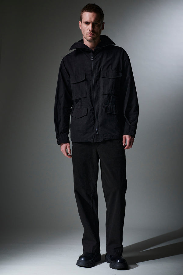 Utility-jacke mit kapuze aus baumwolle und nylon, wasserabweisend | 1013.CFUTRYO244.U10